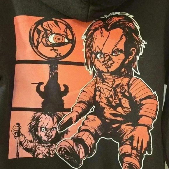 Chucky Childs Play Lets Be Friends Hoodie Sweatshirt Black Size Small Mens - Picture 7 of 10